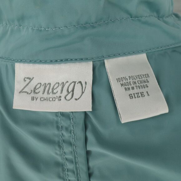 Chicos Zenergy Jacket 1 Womens Medium 8 Green Track Cargo Utility Full Zip - Picture 3 of 16